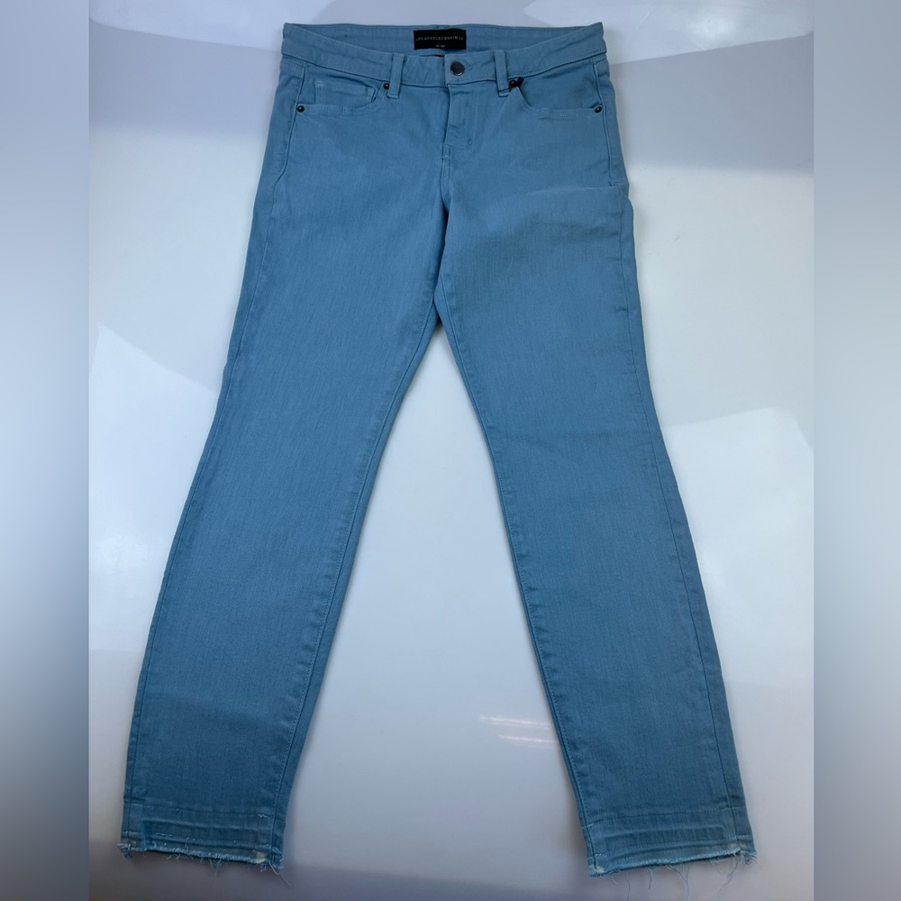 Los Angeles Denim Co Angelina Hi Rise Frayed Ankle Jeans in Seafoam N251-8